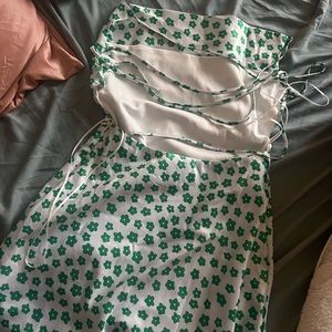 Princess Polly green and white mini dress